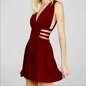 express cutout wine mini dress